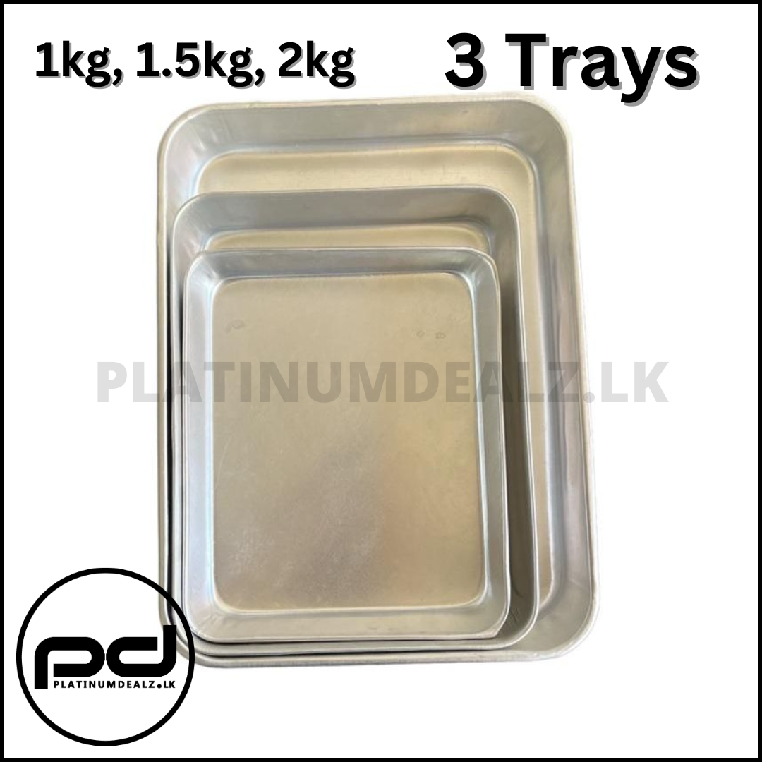 3 Aluminium Cake Trays Square