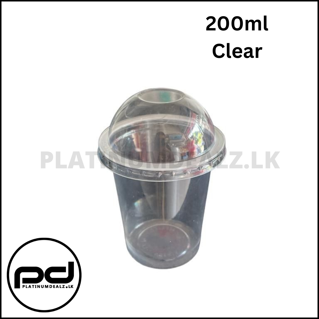 Juice Cup 200ml Clear with Dome Lid