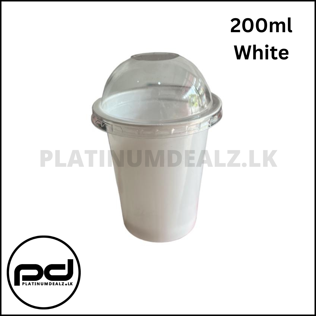 Juice Cup 200ml White with Dome Lid