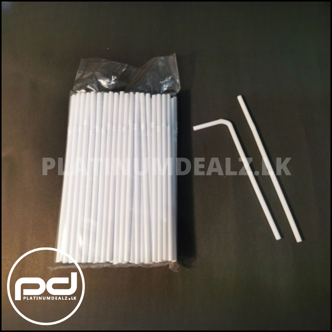 Flexible Plastic Straws White, Black