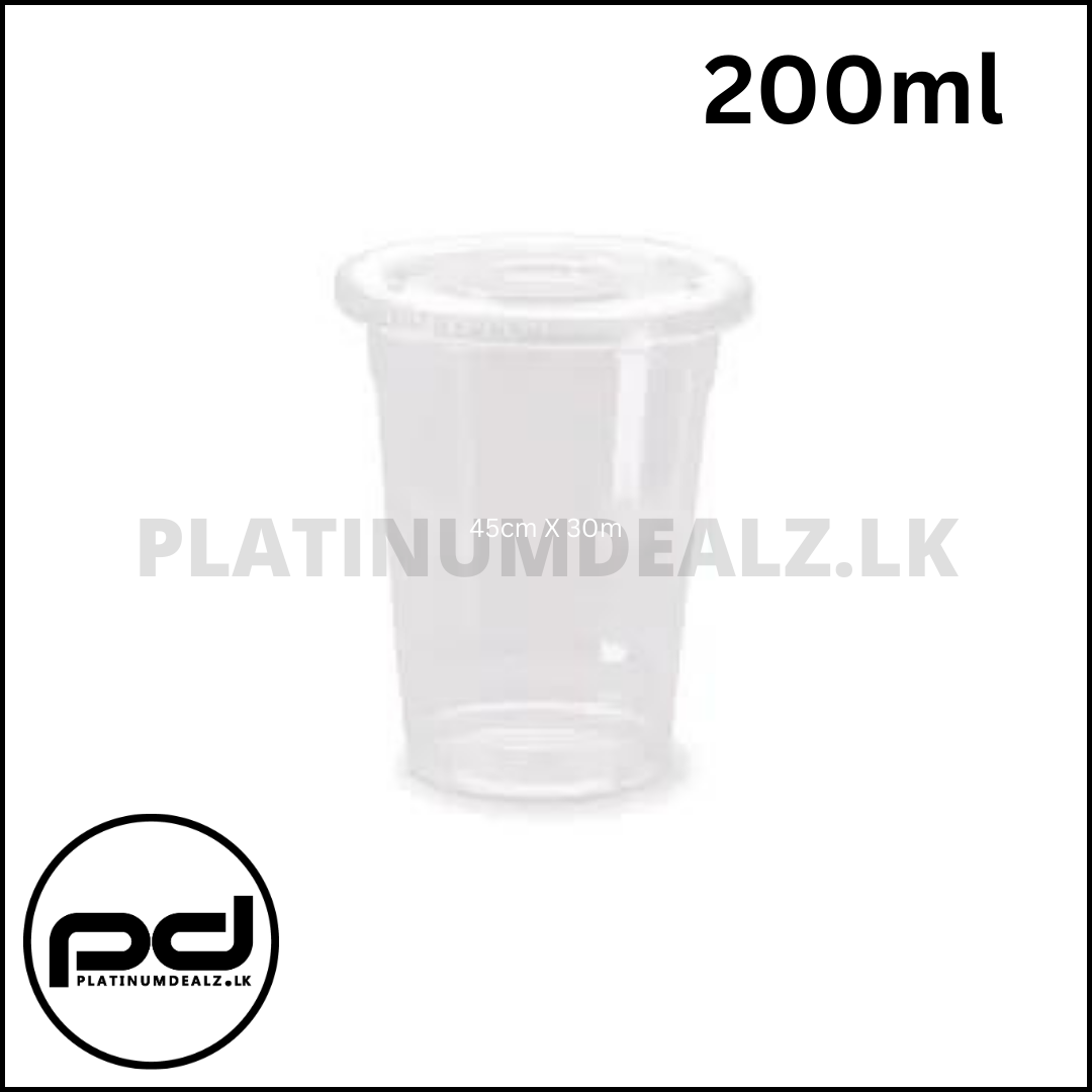 Juice Cup 200ml Clear with Flat Lid