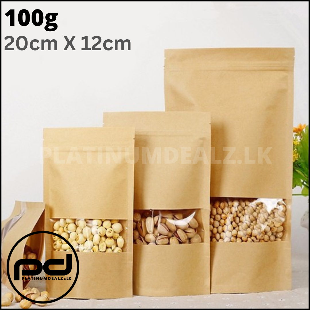 100g Kraft Ziplock Bags